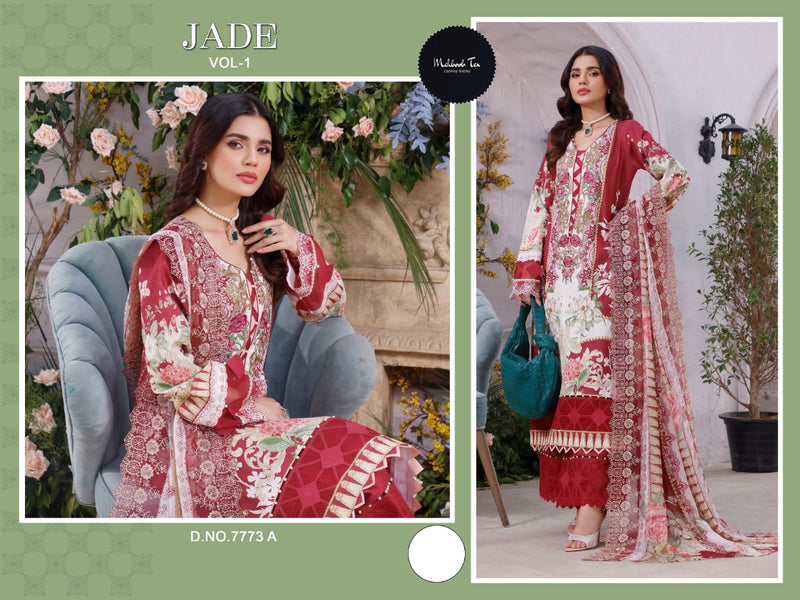 Mehboob Tex Jade Vol 1 Cotton Pakistani Style Party Wear Salwar Suits With Embroidery Patch Work