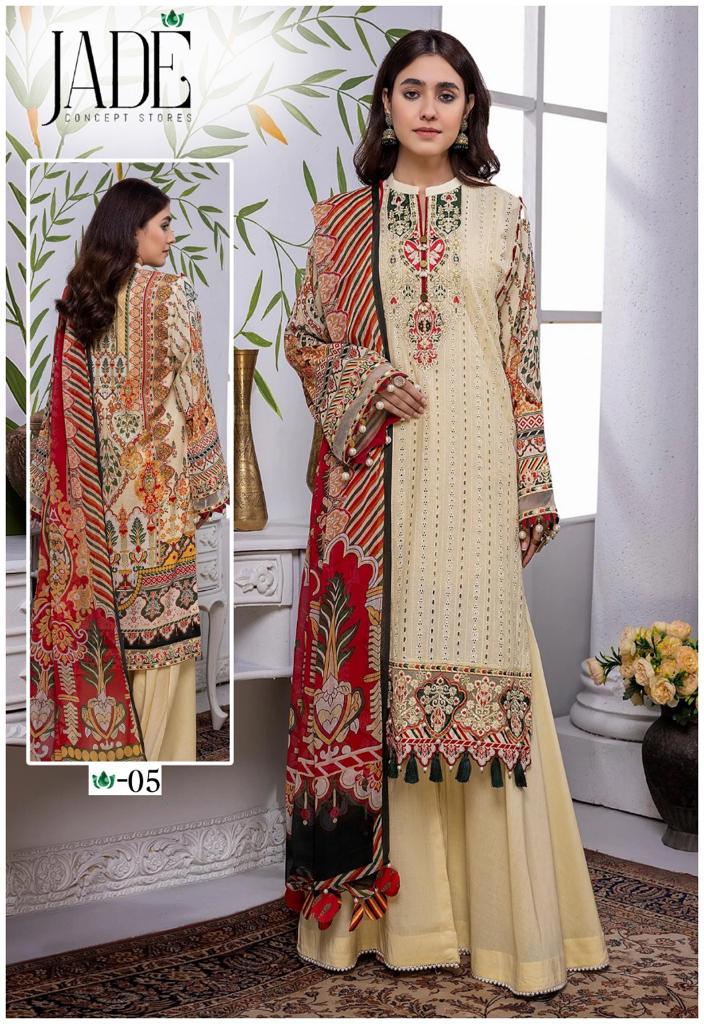 Jade Jahan Ara Heavy Luxury Cotton Collection Pakistani Style Party Wear Cotton Printed Salwar Kameez