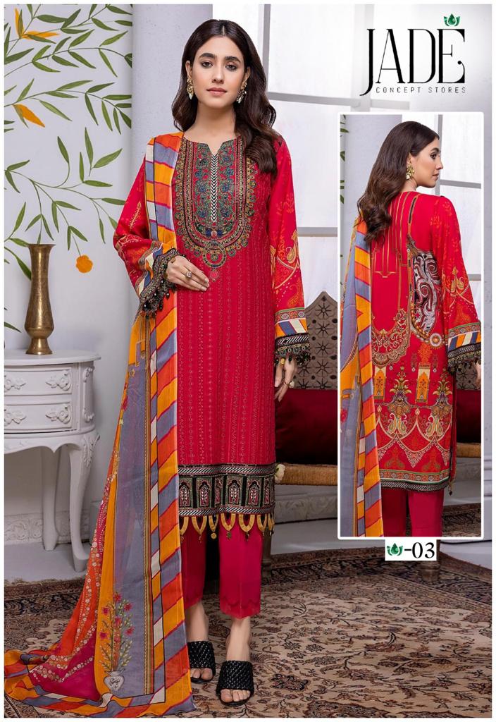 Jade Jahan Ara Heavy Luxury Cotton Collection Pakistani Style Party Wear Cotton Printed Salwar Kameez