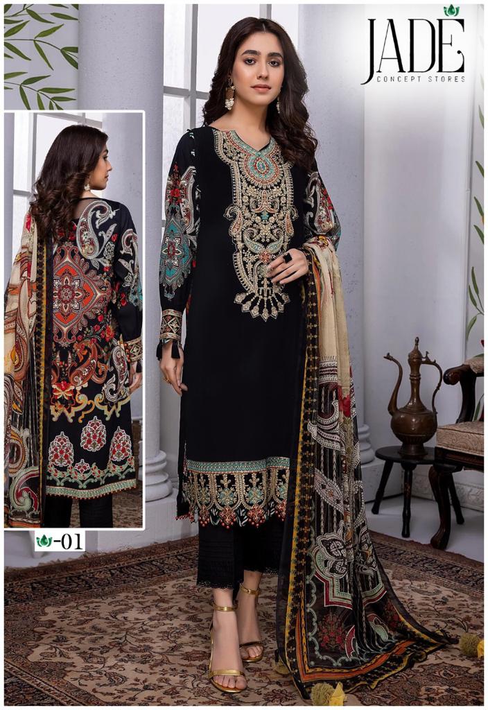 Jade Jahan Ara Heavy Luxury Cotton Collection Pakistani Style Party Wear Cotton Printed Salwar Kameez