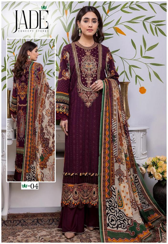 Jade Jahan Ara Heavy Luxury Cotton Collection Pakistani Style Party Wear Cotton Printed Salwar Kameez