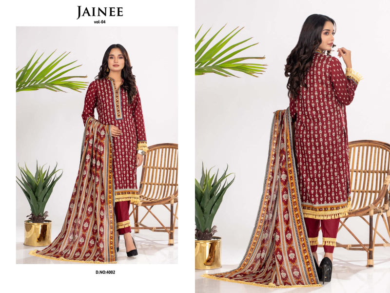 Agha Noor Jainee Vol 4 Luxury Lawn Collection Lawn Cotton Pakistani Style Printed Party Wear Salwar Kameez