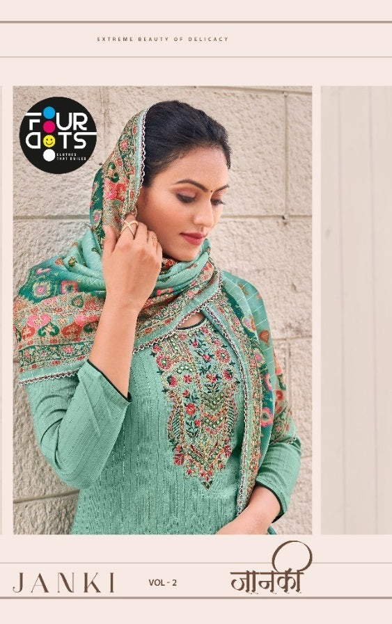 Four Dots Janki Vol 2 Parampara Silk Embroidered Party Wear Salwar Suits
