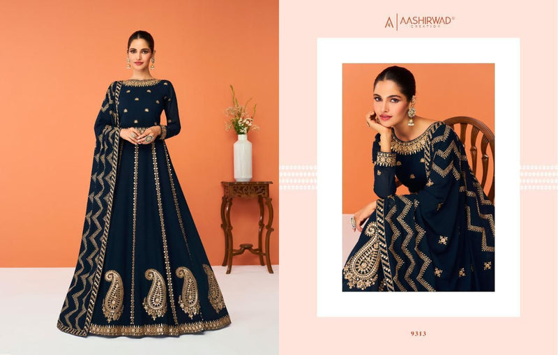 Aashirwad Creation Jasleen Georgette With Elegant Fancy Work Stylish Designer Long Gown