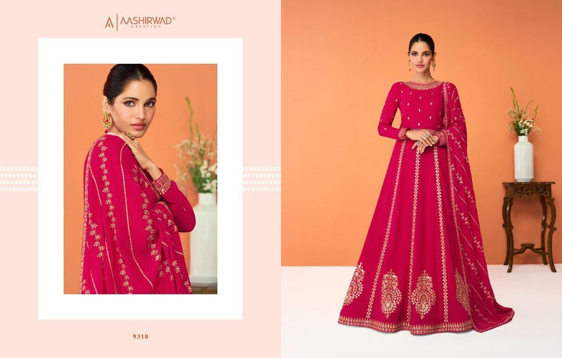 Aashirwad Creation Jasleen Georgette With Elegant Fancy Work Stylish Designer Long Gown