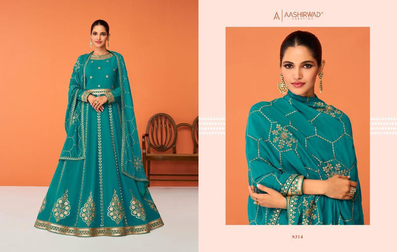 Aashirwad Creation Jasleen Georgette With Elegant Fancy Work Stylish Designer Long Gown