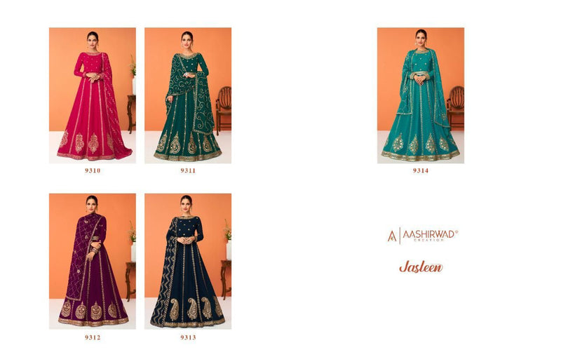 Aashirwad Creation Jasleen Georgette With Elegant Fancy Work Stylish Designer Long Gown