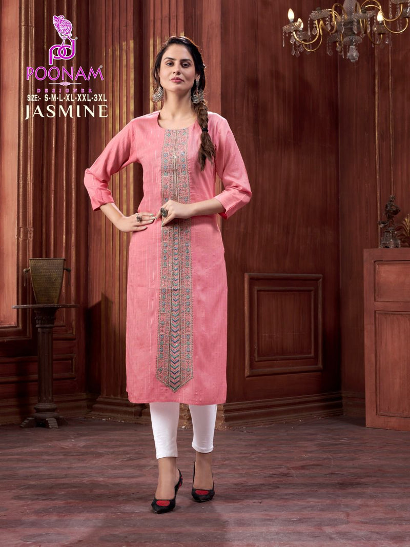 Poonam Jasmin Rayon With Heavy Embroidery Work stylish Designer Fancy Kurti