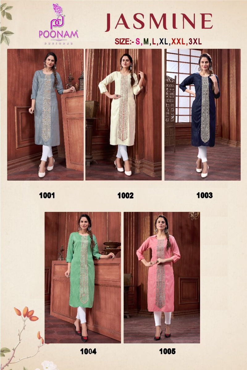 Poonam Jasmin Rayon With Heavy Embroidery Work stylish Designer Fancy Kurti