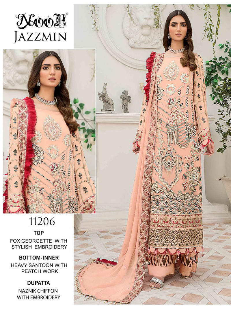 Noor Jazmin Georgette Embroidered Pakistani Style Party Wear Salwar Suits