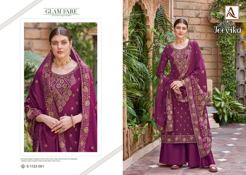 Alok Suit Jeevika Pashmina With  Swarovski Diamond Work Stylish Designer Fancy Salwar Kameez