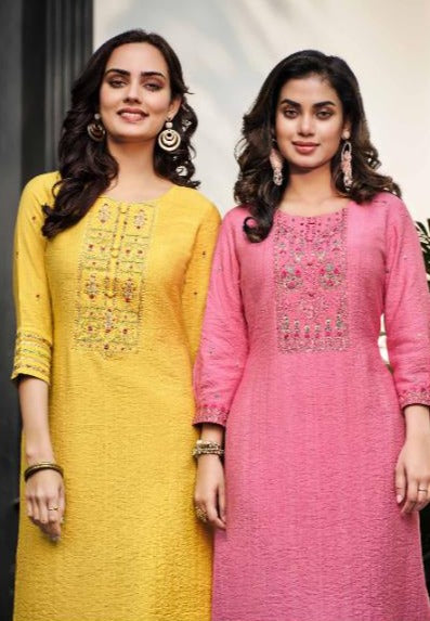 Rangoon Jeevika Viscose Fancy Embroidered Party Wear Kurtis With Bottom
