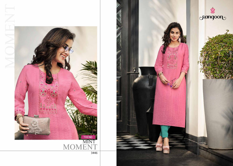 Rangoon Jeevika Viscose Fancy Embroidered Party Wear Kurtis With Bottom