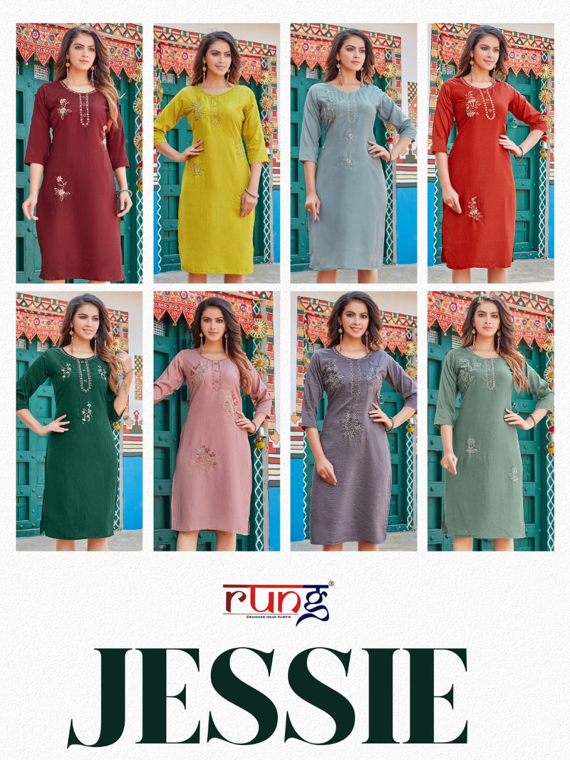 Rung Jessie Chinon Silk Designer Festive Wear Kurtis