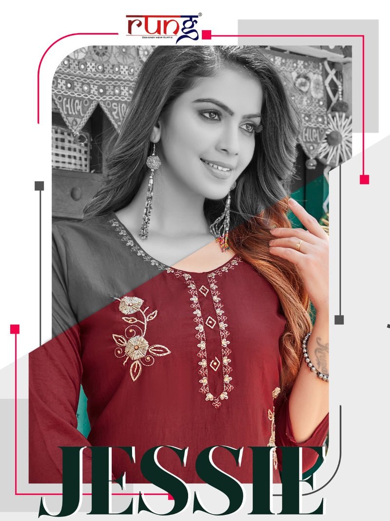 Rung Jessie Chinon Silk Designer Festive Wear Kurtis