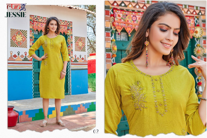 Rung Jessie Chinon Silk Designer Festive Wear Kurtis