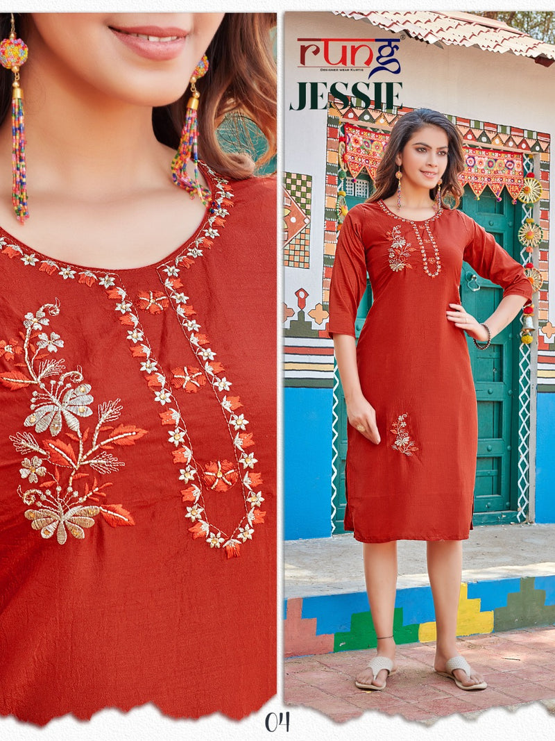 Rung Jessie Chinon Silk Designer Festive Wear Kurtis