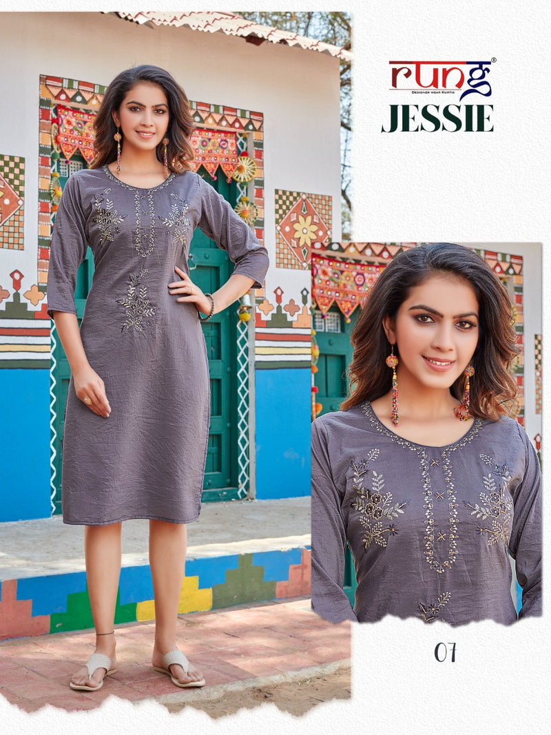 Rung Jessie Chinon Silk Designer Festive Wear Kurtis