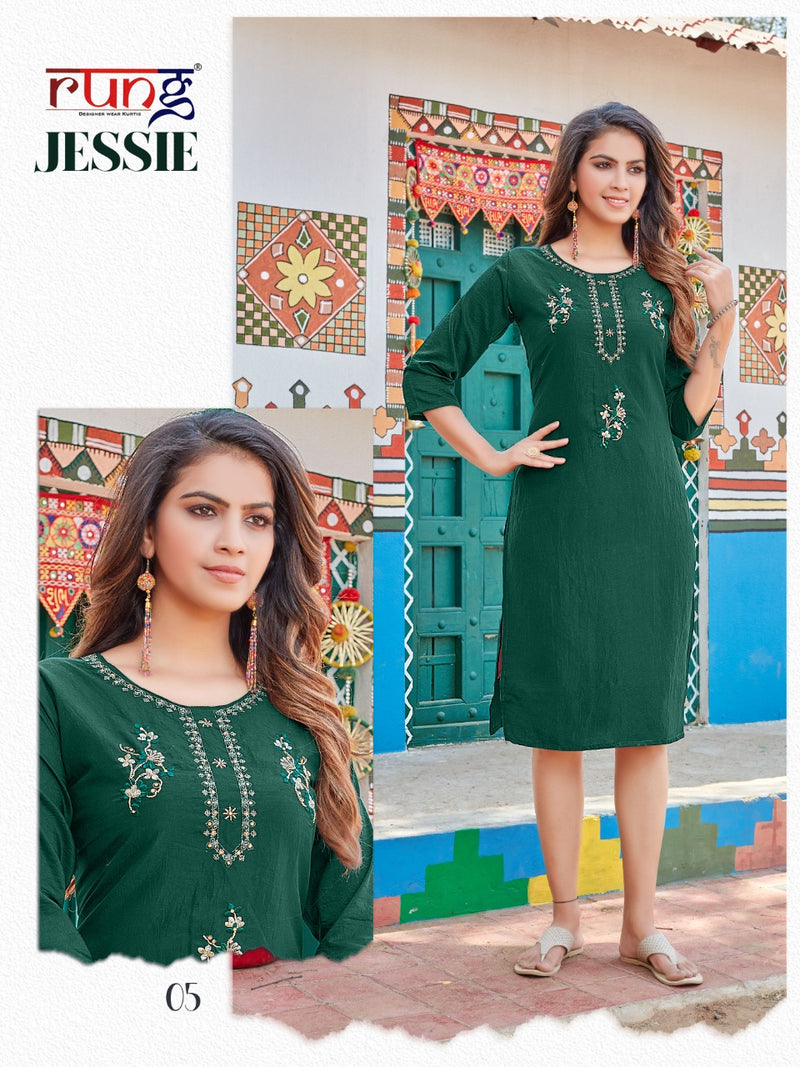 Rung Jessie Chinon Silk Designer Festive Wear Kurtis