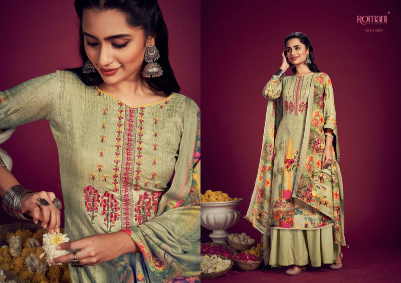 Romani Jhalak Pashmina Printed Work Stylish Designer Festive Wear Salwar Kameez