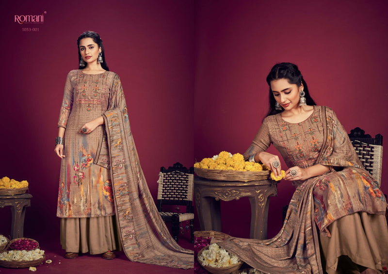 Romani Jhalak Pashmina Printed Work Stylish Designer Festive Wear Salwar Kameez