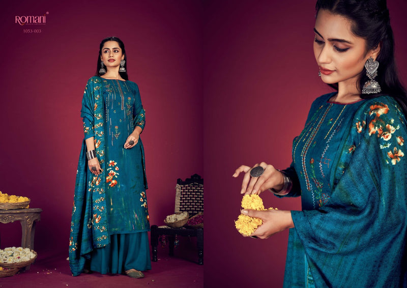 Romani Jhalak Pashmina Printed Work Stylish Designer Festive Wear Salwar Kameez