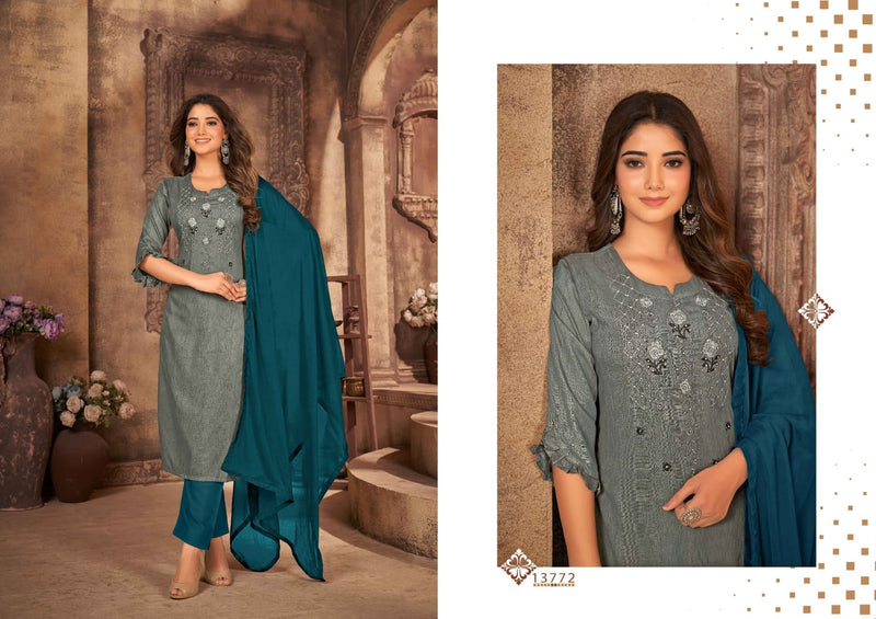 Kalaroop Kajree Fashion Jigni Rayon Hand Stone Embroidery Work Fancy Designer Kurti