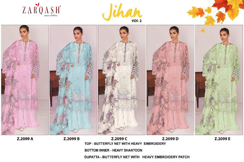 Zarqash Jihan Vol 2 Butterfly Net Fancy Designer Pakistani Style Party Wear Salwar Suits