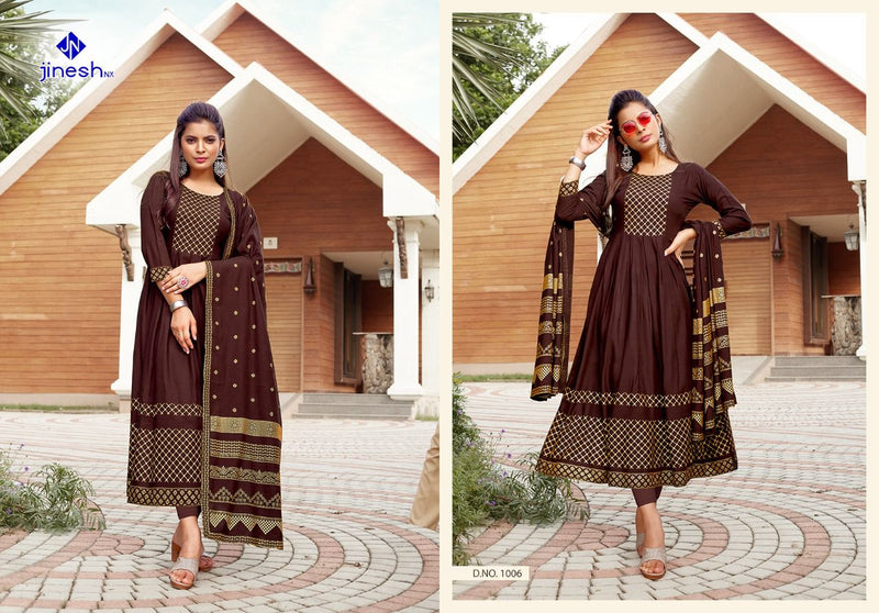 Jinesh Nx Akansha Rayon Foil Print Stylish Designer Kurti Wear