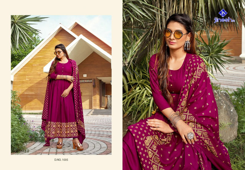Jinesh Nx Akansha Rayon Foil Print Stylish Designer Kurti Wear
