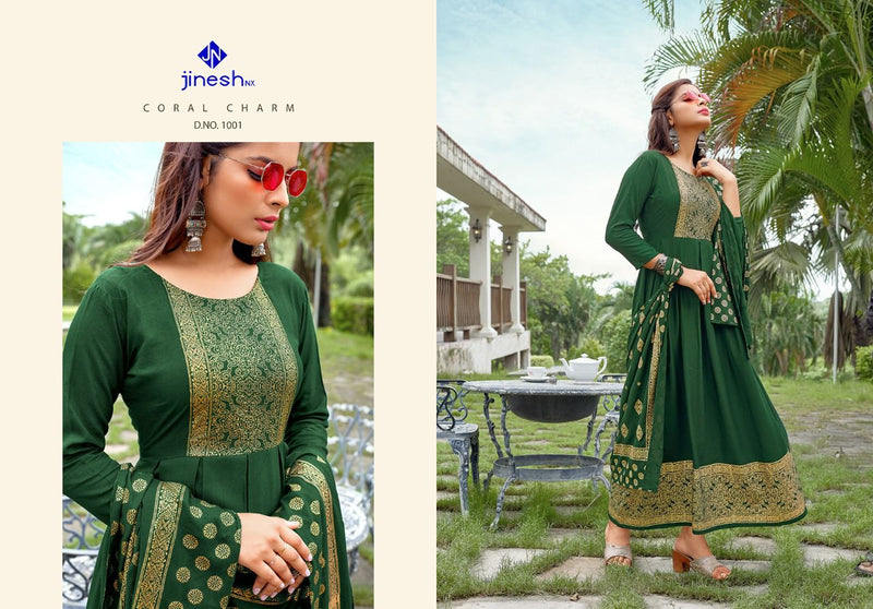 Jinesh Nx Akansha Rayon Foil Print Stylish Designer Kurti Wear
