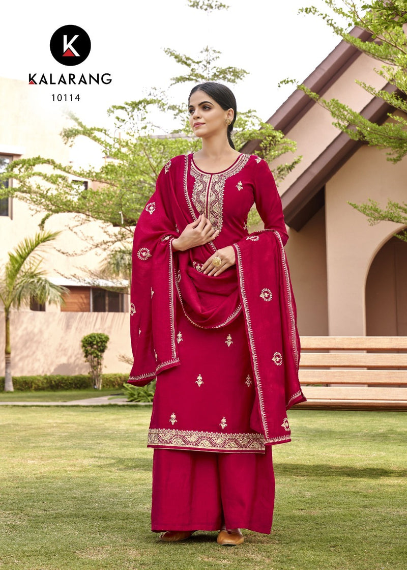 Kalarang Jiya Silk With Heavy Beautiful Work Stylish Designer Festive Wear Fancy Salwar Suit