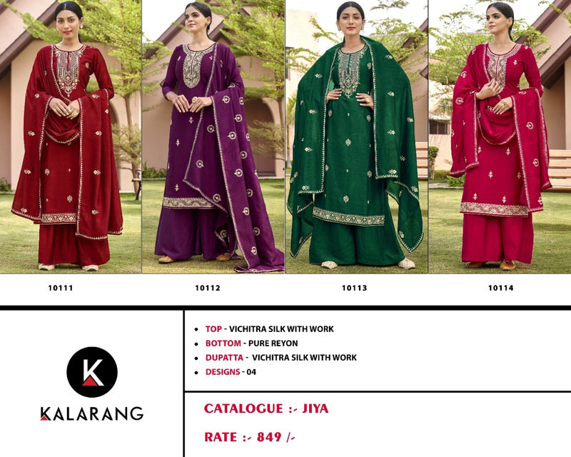 Kalarang Jiya Silk With Heavy Beautiful Work Stylish Designer Festive Wear Fancy Salwar Suit
