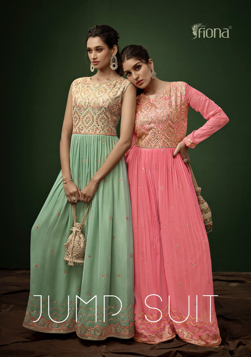 Fiona Jump Dno 51141 To 51144 Georgette With Heavy Embroidery Work Stylish Designer Party wear Kurti