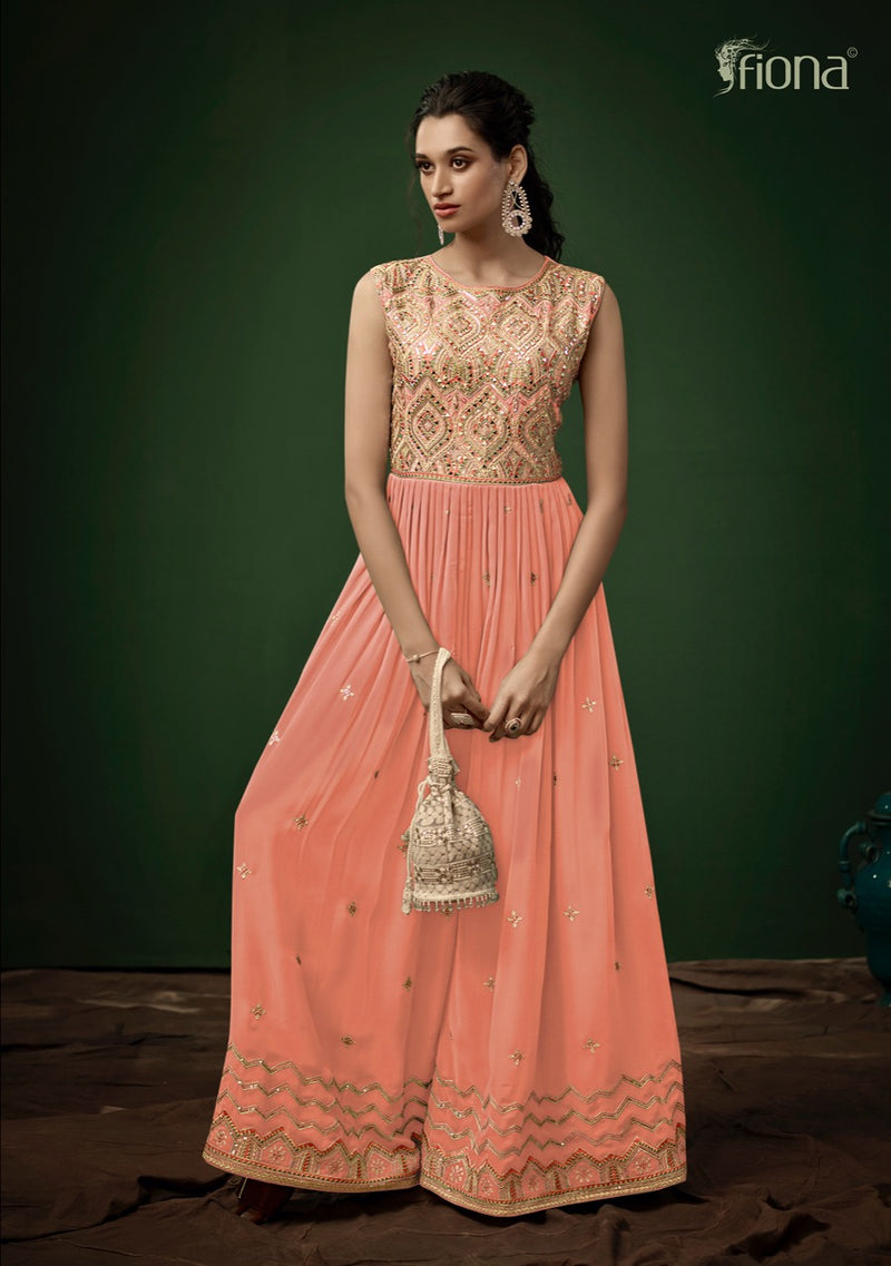 Fiona Jump Dno 51141 To 51144 Georgette With Heavy Embroidery Work Stylish Designer Party wear Kurti