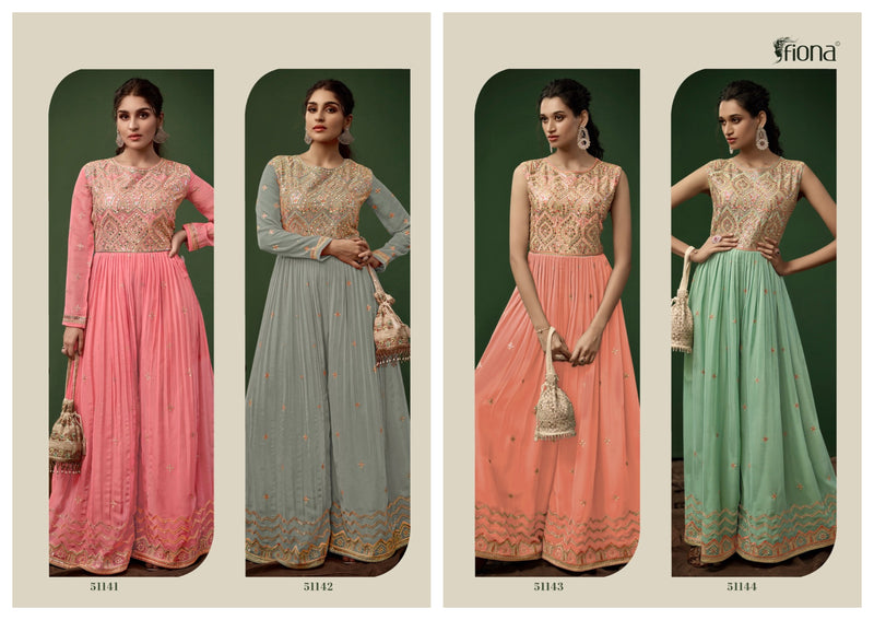 Fiona Jump Dno 51141 To 51144 Georgette With Heavy Embroidery Work Stylish Designer Party wear Kurti