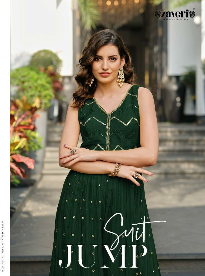 Zaveri Woman Jumpsuit Colored Vol 2 Chinon With Heavy Embroidery Work Stylish Designer Festive Wear Fancy kurti