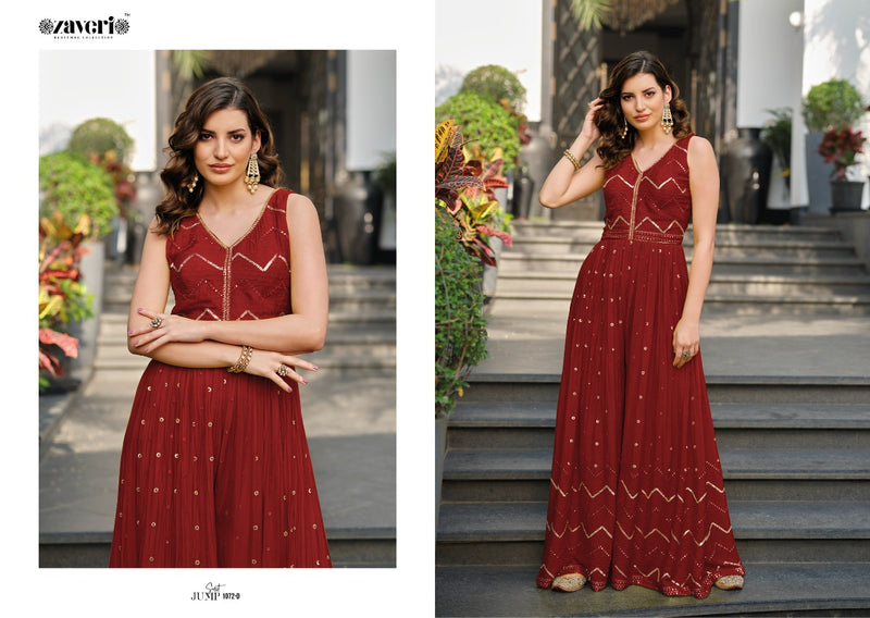 Zaveri Woman Jumpsuit Colored Vol 2 Chinon With Heavy Embroidery Work Stylish Designer Festive Wear Fancy kurti