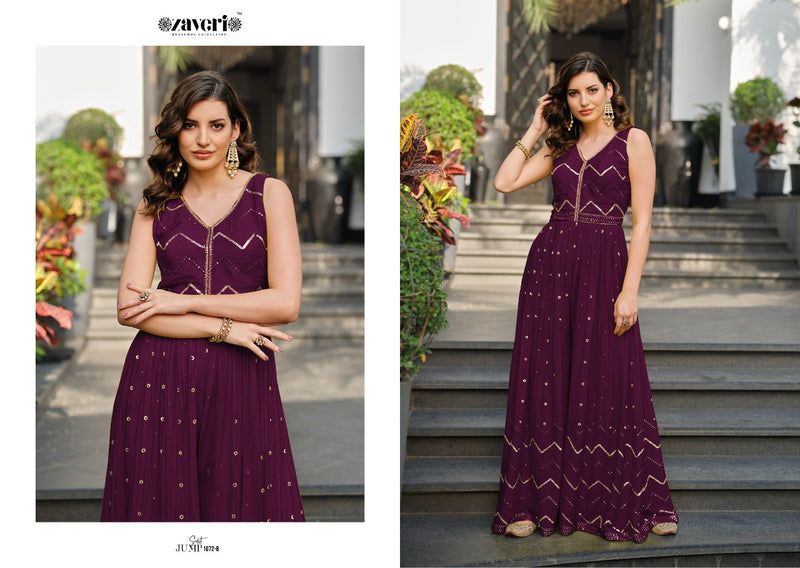 Zaveri Woman Jumpsuit Colored Vol 2 Chinon With Heavy Embroidery Work Stylish Designer Festive Wear Fancy kurti