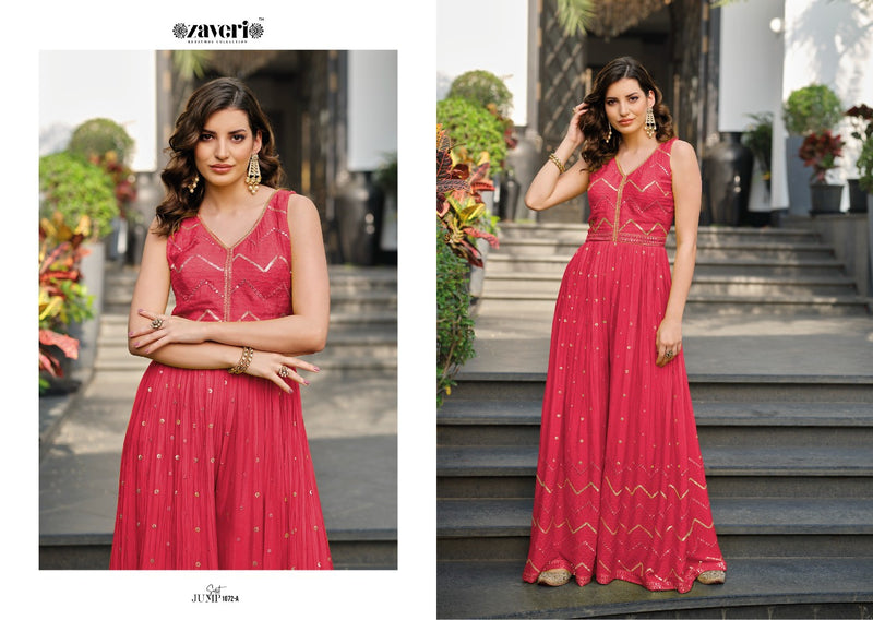 Zaveri Woman Jumpsuit Colored Vol 2 Chinon With Heavy Embroidery Work Stylish Designer Festive Wear Fancy kurti