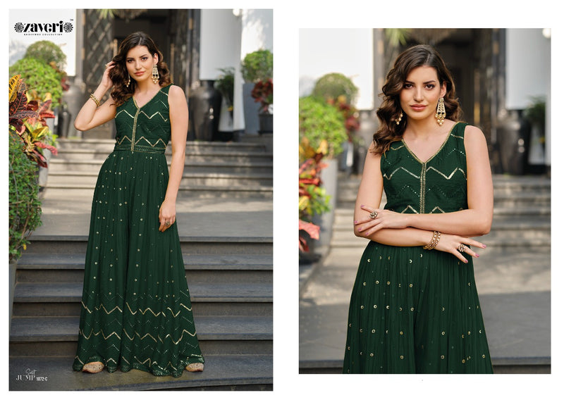 Zaveri Woman Jumpsuit Colored Vol 2 Chinon With Heavy Embroidery Work Stylish Designer Festive Wear Fancy kurti