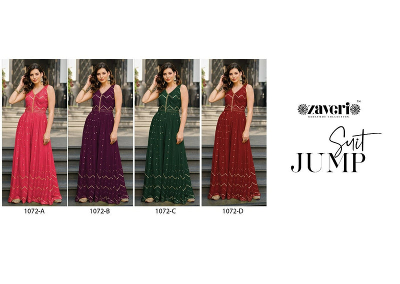 Zaveri Woman Jumpsuit Colored Vol 2 Chinon With Heavy Embroidery Work Stylish Designer Festive Wear Fancy kurti