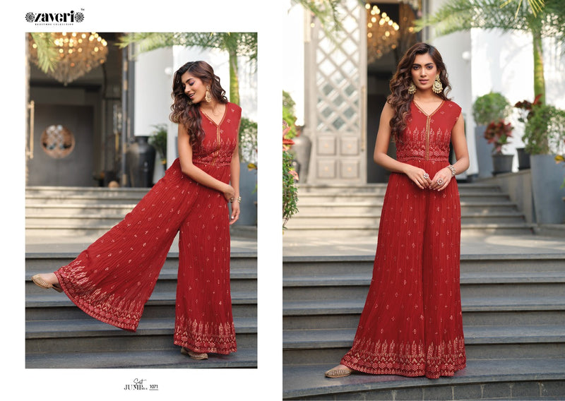 Zaveri Woman Beauty Jumpsuit Vol 1 Chinon Designer Party Wear Jumpsuit Style  Kurtis
