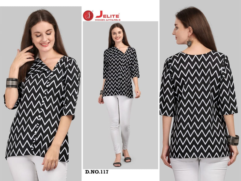 Jelite Tulip  Vol 4 Digital Poly Crepe Fancy Readymade Crepe Tops