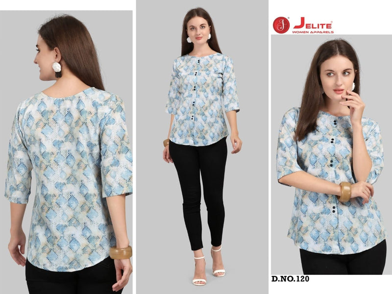 Jelite Tulip  Vol 4 Digital Poly Crepe Fancy Readymade Crepe Tops