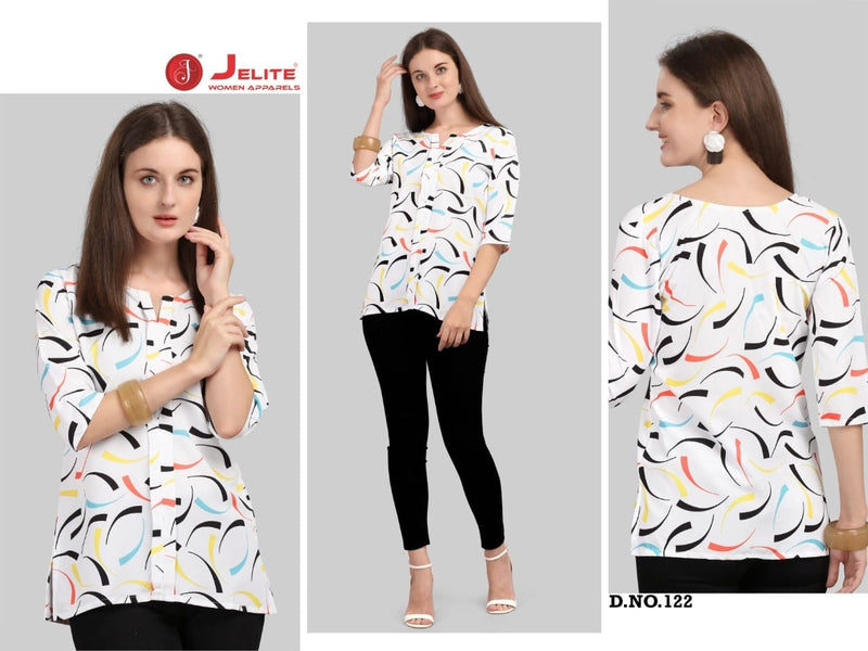Jelite Tulip  Vol 4 Digital Poly Crepe Fancy Readymade Crepe Tops