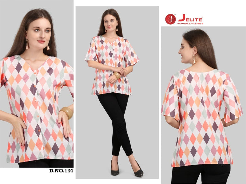 Jelite Tulip  Vol 4 Digital Poly Crepe Fancy Readymade Crepe Tops