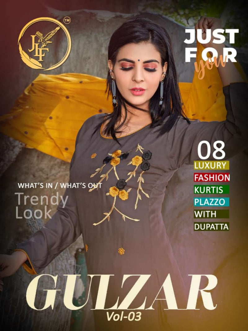 Jlf Fashion Gulzar Vol 3 Rayon Fancy Embroidery Work Kurti