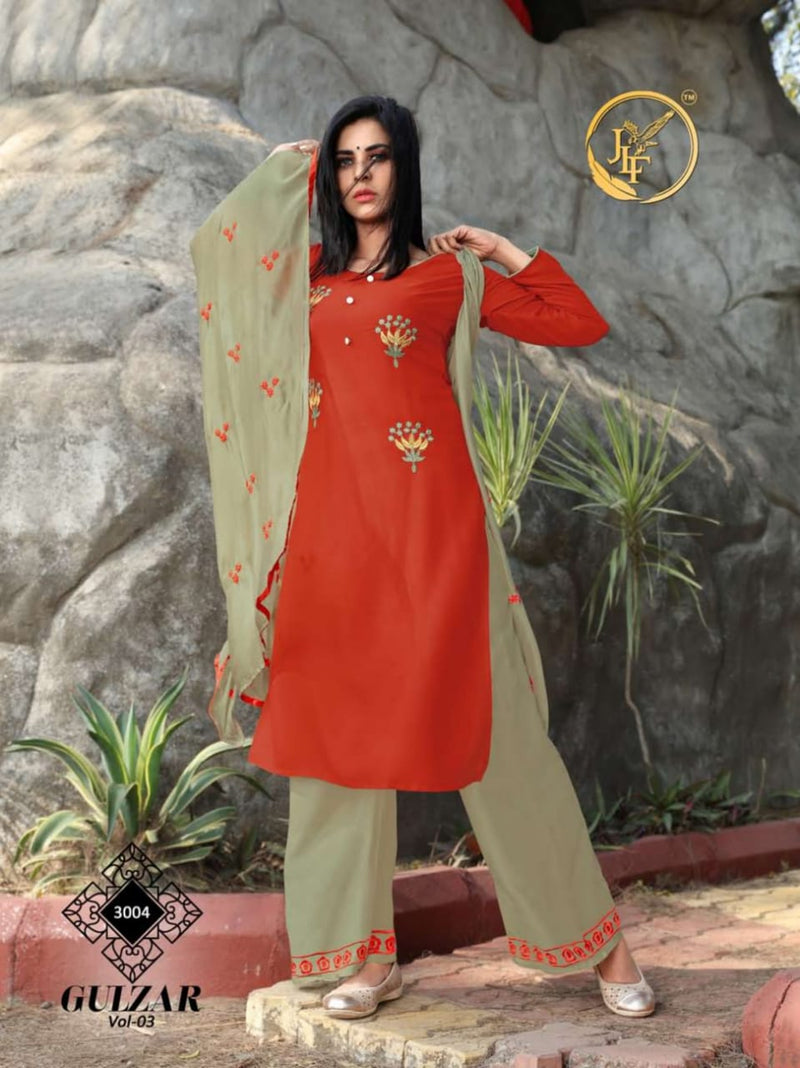 Jlf Fashion Gulzar Vol 3 Rayon Fancy Embroidery Work Kurti