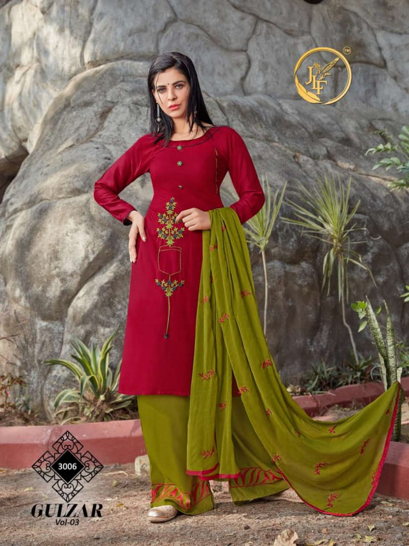 Jlf Fashion Gulzar Vol 3 Rayon Fancy Embroidery Work Kurti